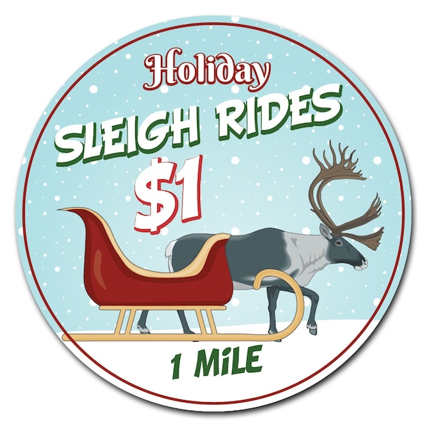Signmission Corrugated Plastic Sign With Stakes 16in Circular-Sleigh Rides - C-16-CIR-WS-SLEIGH RIDES