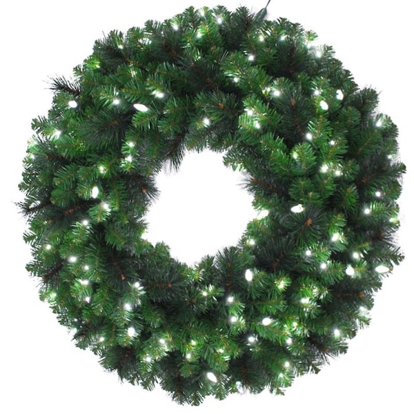 Celebrations Celebrations Platinum 26 in. D LED Prelit Pure White Pine Wreath - MPWR26WAC6PWA