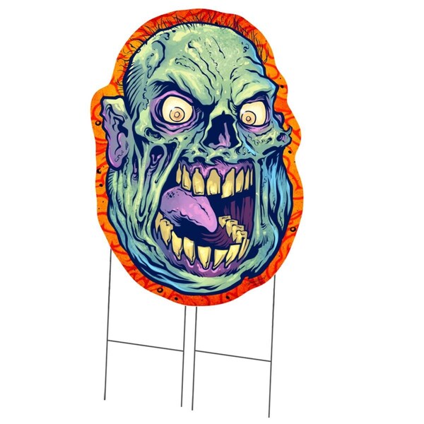Amistad 36 in. Tall Single Sided Yard Sign with Stake - Zombie Monster - AM3257552