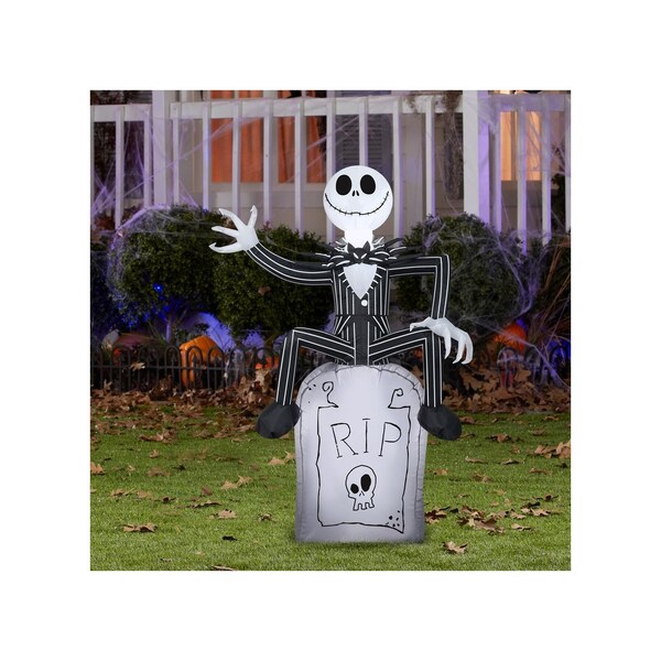 Gemmy Inflatable Airblown LED Jack Skellington On Tombstone - 74039