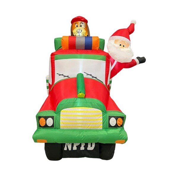 Goldengifts 7.5 ft. Firetruck with Puppy Inflatable - GO2741201