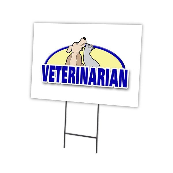 Signmission Veterinarian Yard Sign & Stake outdoor plastic coroplast window - C-2436-DS-VETERINARIAN