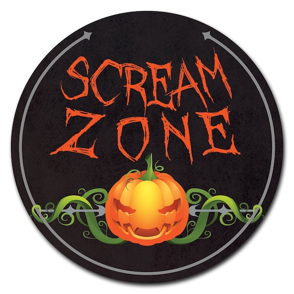 Signmission Corrugated Plastic Sign With Stakes 16in Circular-Scream Zone - C-16-CIR-WS-SCREAM ZONE