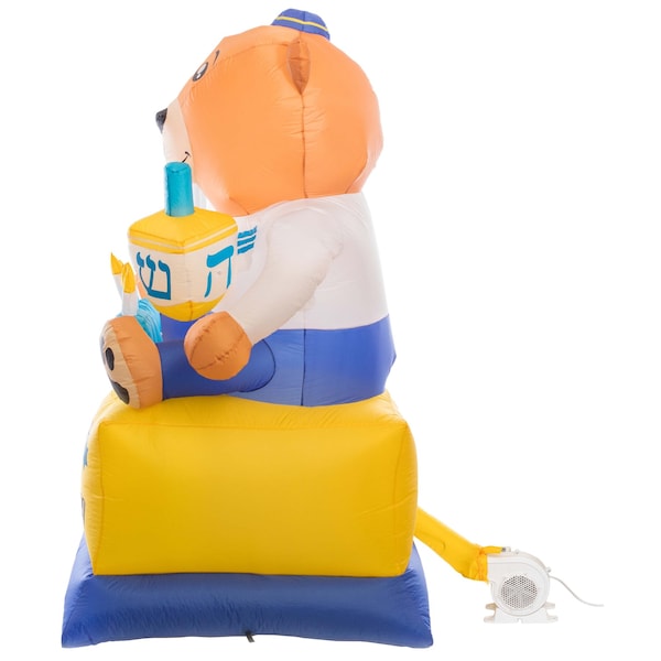 Gardenised Giant Hanukkah Inflatable Bear - Yard Decor with Built-in Bulbs, Tie-Down Points, and Powerful - QI003945