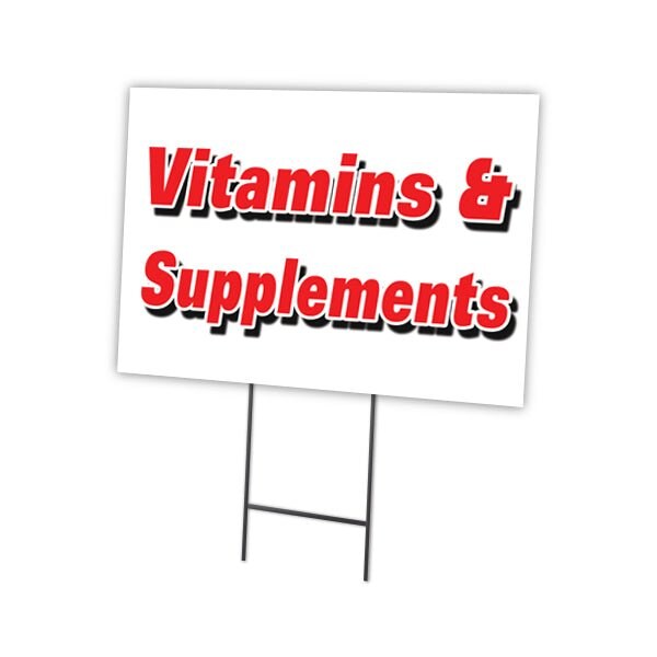 Signmission Vitamins & Supplements Yard Sign & Stake outdoor plastic coroplast window - C-1824-DS-VITAMINS & SUPPLEMENTS