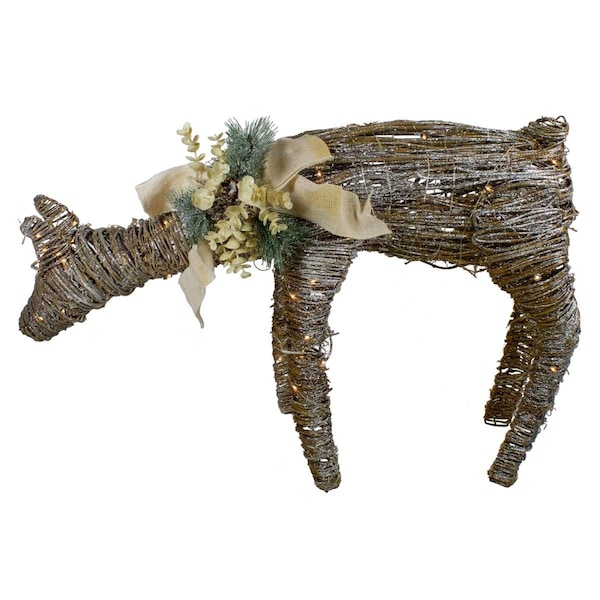 Go-Go 38 in. LED Drinking Rattan Deer Fawn Christmas Yard Decoration - GO1763782
