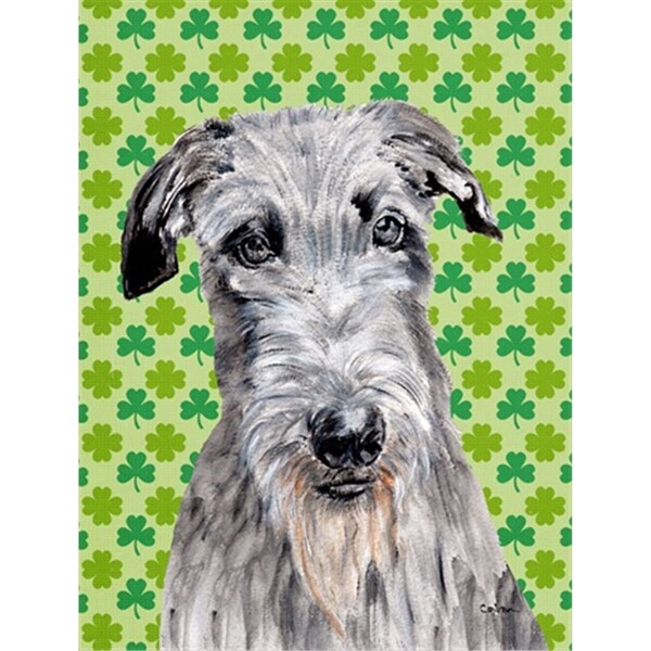 Patioplus Scottish Deerhound Lucky Shamrock St. Patricks Day Flag Garden Size - PA631555