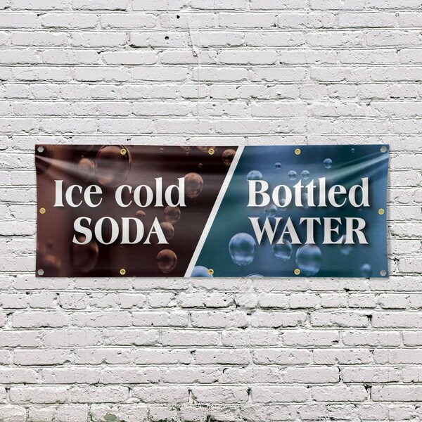 Signmission Ice Cold Soda & Bottled, 48 Inch x 120 Inch, Vinyl Banner - B-120-30701