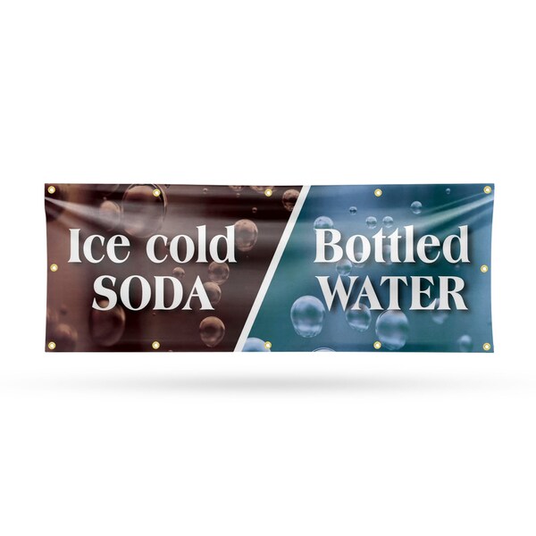 Signmission Ice Cold Soda & Bottled, 48 Inch x 120 Inch, Vinyl Banner - B-120-30701