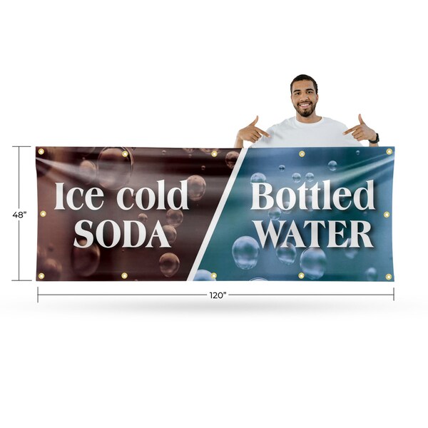 Signmission Ice Cold Soda & Bottled, 48 Inch x 120 Inch, Vinyl Banner - B-120-30701