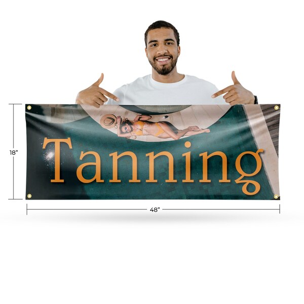Signmission Tanning, 18 Inch x 48 Inch, Vinyl Banner - B-30879