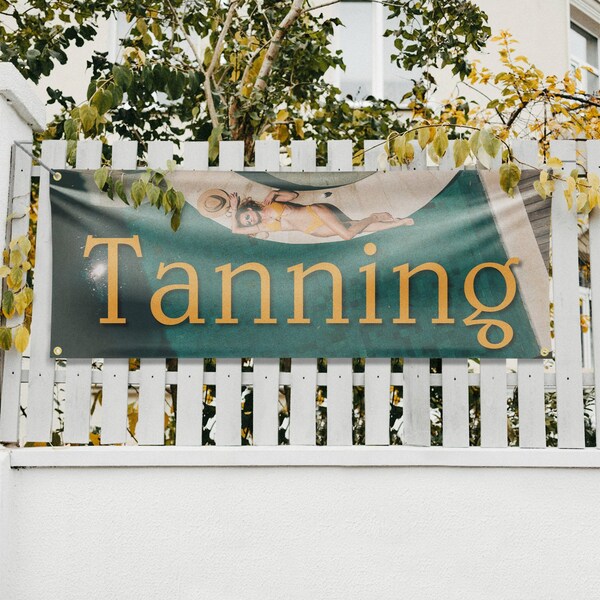 Signmission Tanning, 18 Inch x 48 Inch, Vinyl Banner - B-30879