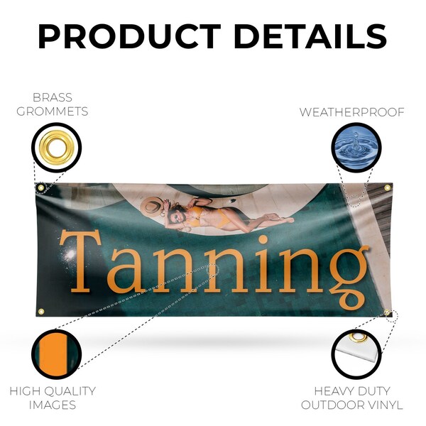 Signmission Tanning, 18 Inch x 48 Inch, Vinyl Banner - B-30879
