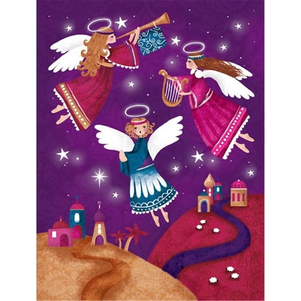 Patioplus Christmas Angels in Purple Flag Canvas House Size - PA720199