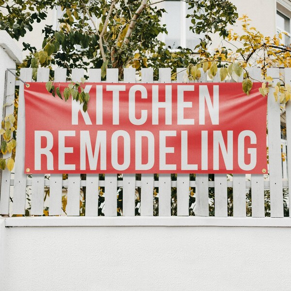 Signmission Kitchen Remodeling, 18 Inch x 48 Inch, Vinyl Banner - B-30718