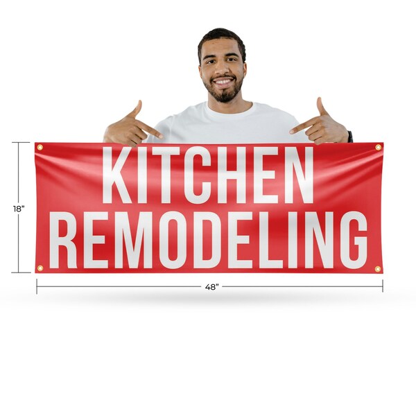 Signmission Kitchen Remodeling, 18 Inch x 48 Inch, Vinyl Banner - B-30718