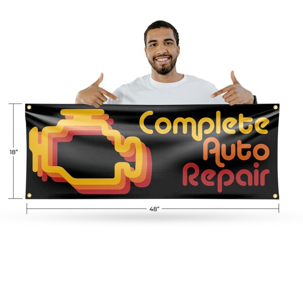 Signmission Complete Auto Repair, 18 Inch x 48 Inch, Vinyl Banner - B-30524