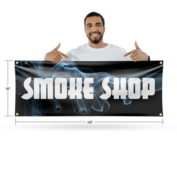 Signmission Smoke Shop, 18 Inch x 48 Inch, Vinyl Banner - B-30856