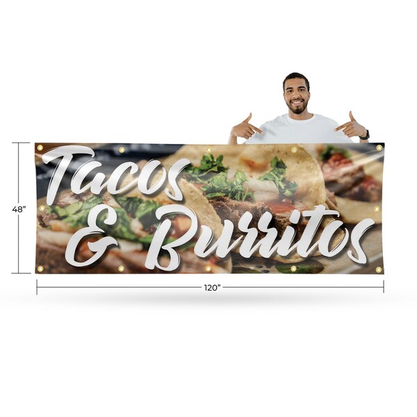 Signmission Tacos and Burritos, 48 Inch x 120 Inch, Vinyl Banner - B-120-30877