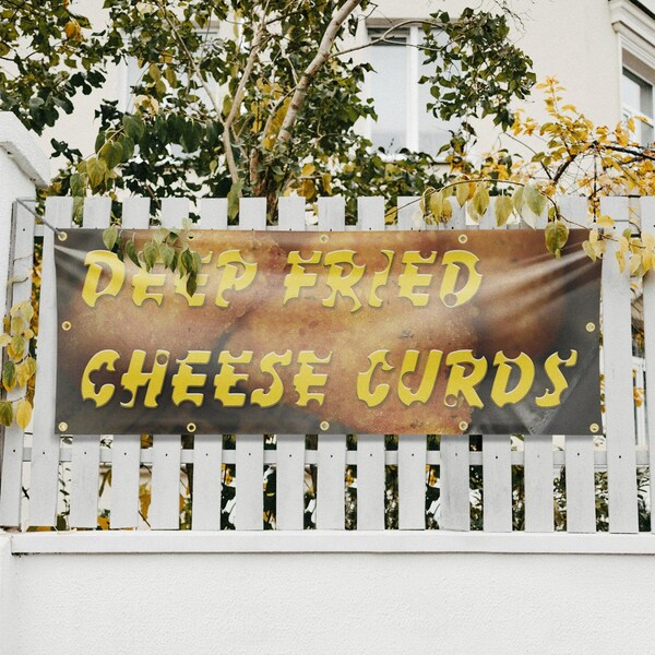 Signmission Deep Fried Cheese Curds, 48 Inch x 120 Inch, Vinyl Banner - B-120-30536