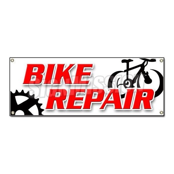 Signmission BIKE REPAIR BANNER SIGN bicycle shop repair rental scooter cycle helmet shoes - B-BIKE REPAIR