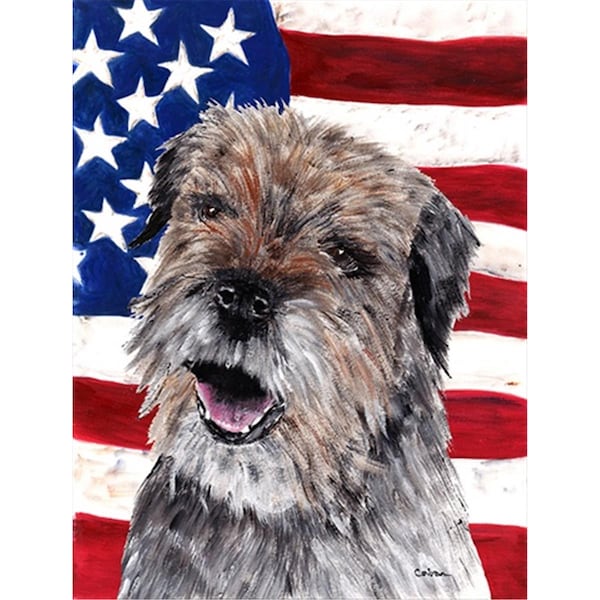 Patioplus Border Terrier Mix USA American Flag Flag Garden Size - PA3416065
