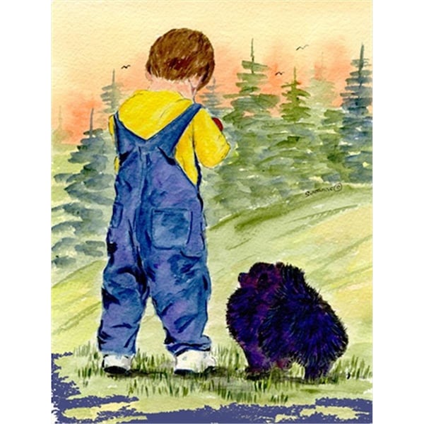 Carolines Treasures 28 x 40 in. Little Boy with his Pomeranian House Size Canvas Flag - SS8544CHF