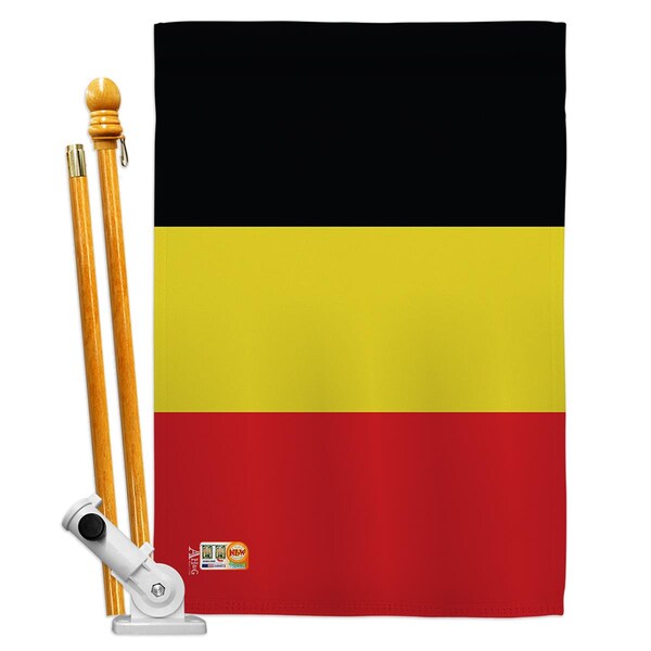 Cosa 28 x 40 in. Belgium Flags of the World Nationality Impressions Decorative Vertical House Flag Set - CO4110652