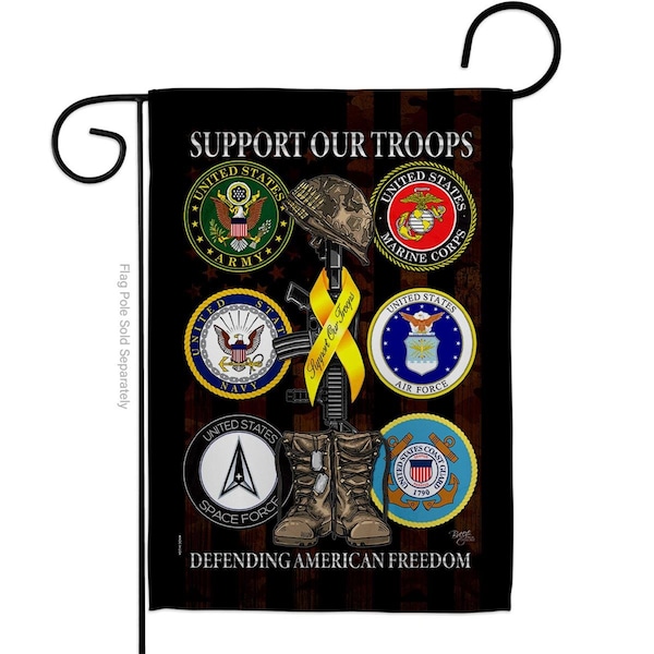 Gardencontrol G158667-BO United we Support Armed Forces Military Service Double-Sided  Garden Flag, Multi Color - GA3903132