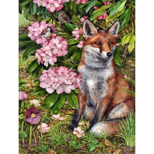 Patioplus Fox Waiting in Flowers Flag Canvas House Size - PA760509
