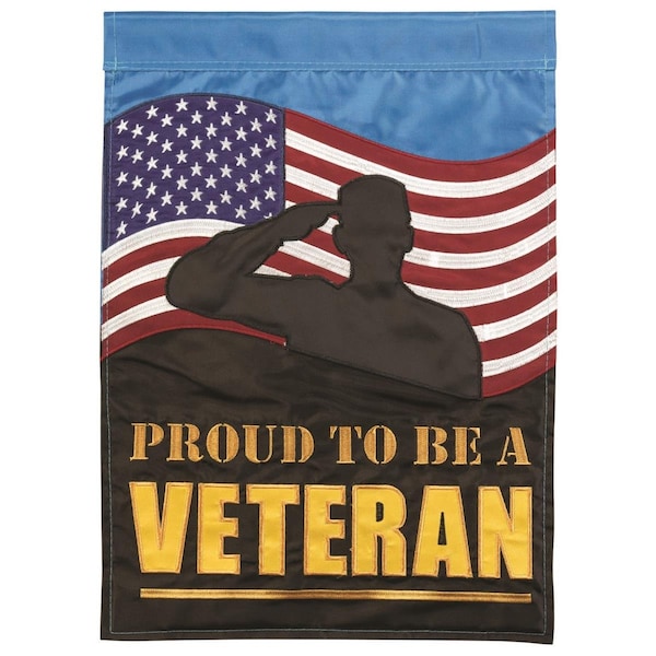Magnolia Gardens 29 x 42 in Proud to Be A Veteran Double Applique Garden Flag Large - M001432