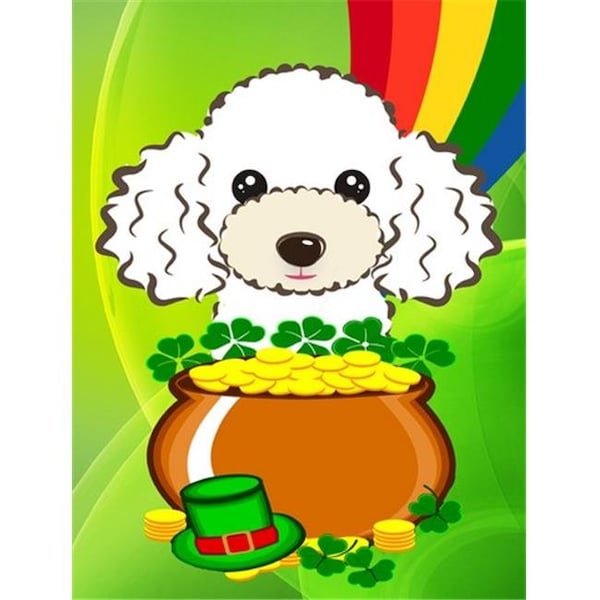 Patioplus White Poodle St. Patricks Day Flag Garden - PA256213