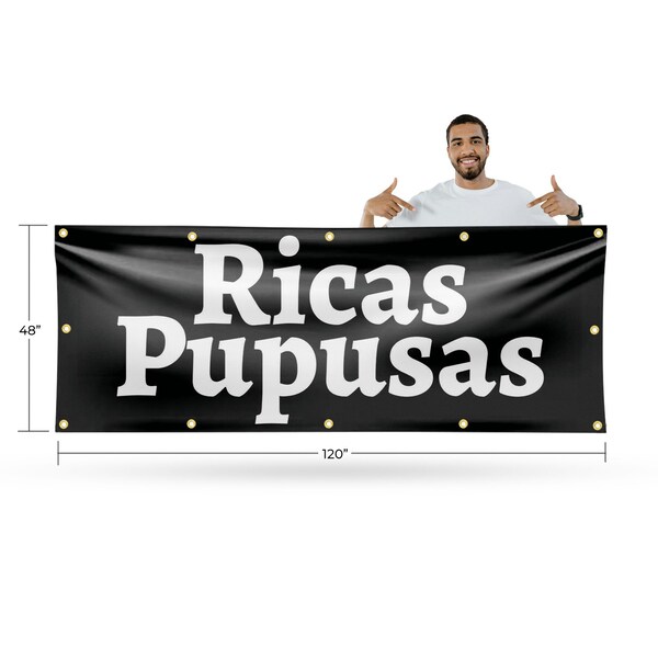 Signmission Ricas Pupusas, 48 Inch x 120 Inch, Vinyl Banner - B-120-30835