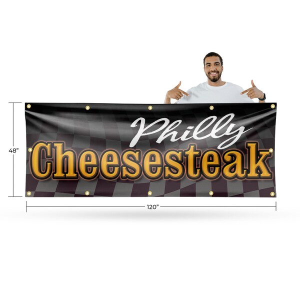 Signmission Philly Cheesesteak, 48 Inch x 120 Inch, Vinyl Banner - B-120-30786
