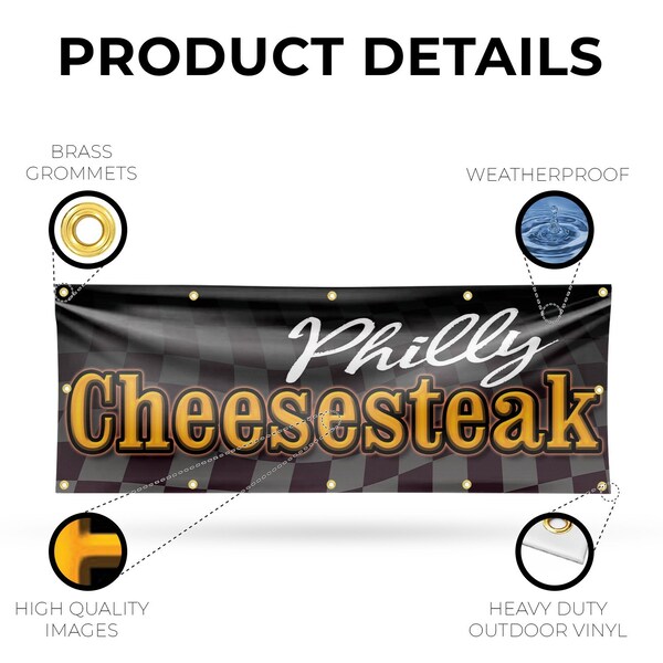 Signmission Philly Cheesesteak, 48 Inch x 120 Inch, Vinyl Banner - B-120-30786