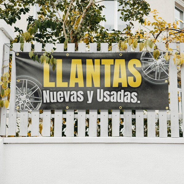 Signmission Llantas Nuevas y Usadas, 36 Inch x 96 Inch, Vinyl Banner - B-96-30726