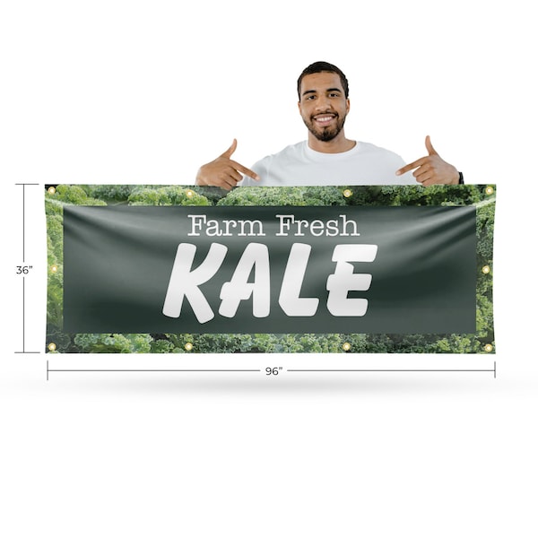 Signmission Farm Fresh Kale, 36 Inch x 96 Inch, Vinyl Banner - B-96-30598