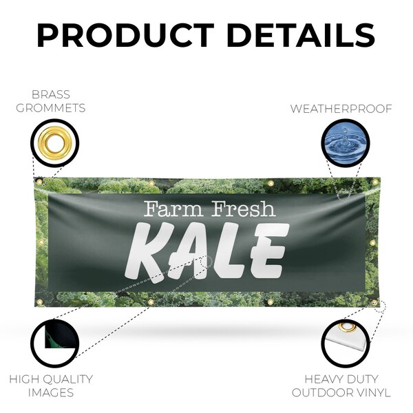 Signmission Farm Fresh Kale, 36 Inch x 96 Inch, Vinyl Banner - B-96-30598
