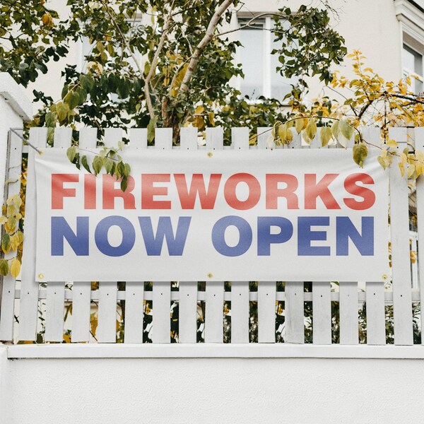Signmission Fireworks Now Open, 24 Inch x 72 Inch, Vinyl Banner - B-72-30630