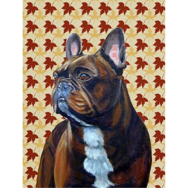 Patioplus 11 x 15 In. French Bulldog Fall Leaves Portrait Flag; Garden Size - PA246851