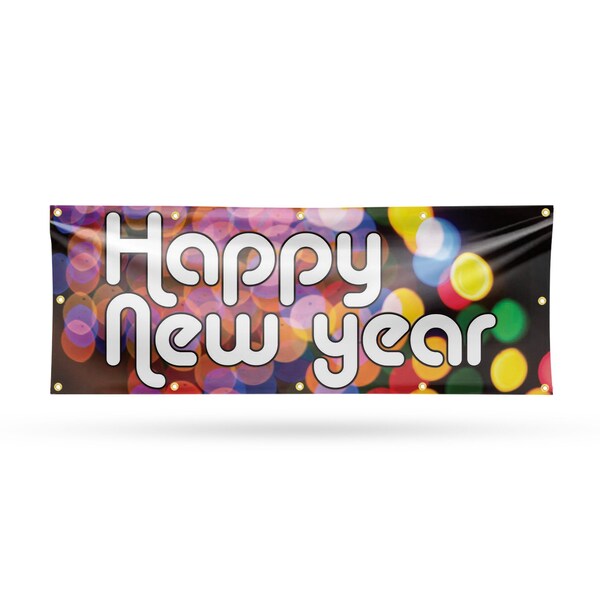 Signmission Happy New Year, 48 Inch x 120 Inch, Vinyl Banner - B-120-30693
