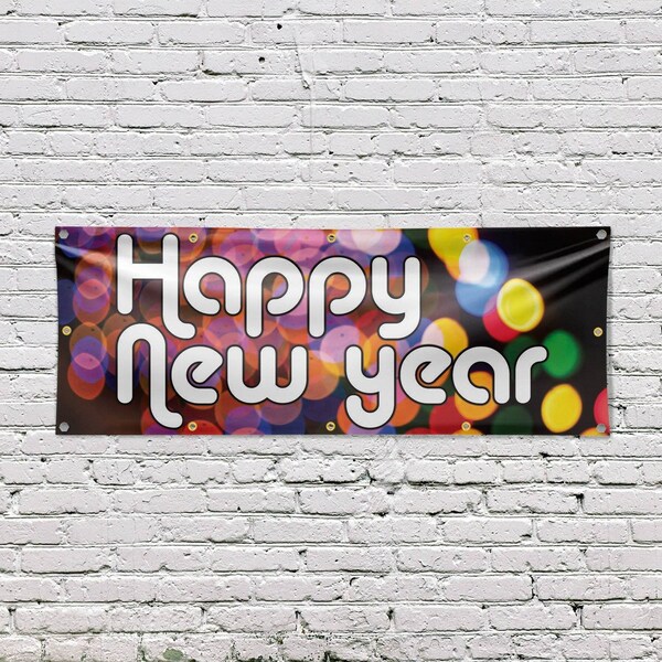 Signmission Happy New Year, 48 Inch x 120 Inch, Vinyl Banner - B-120-30693
