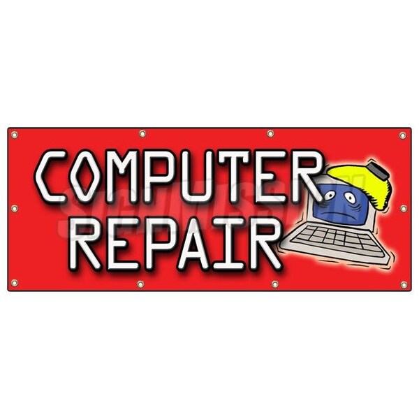Signmission COMPUTER REPAIR BANNER SIGN monitor screem mouse keyboard network fix - B-96 COMPUTER REPAIR