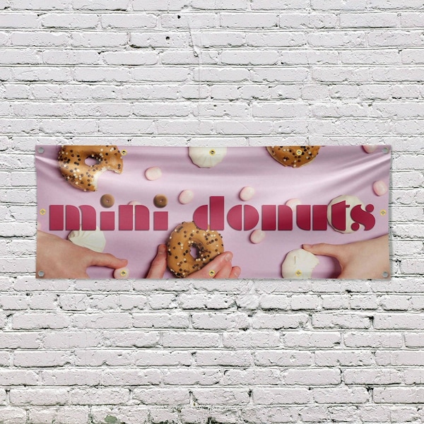 Signmission Mini Donuts, 48 Inch x 120 Inch, Vinyl Banner - B-120-30740
