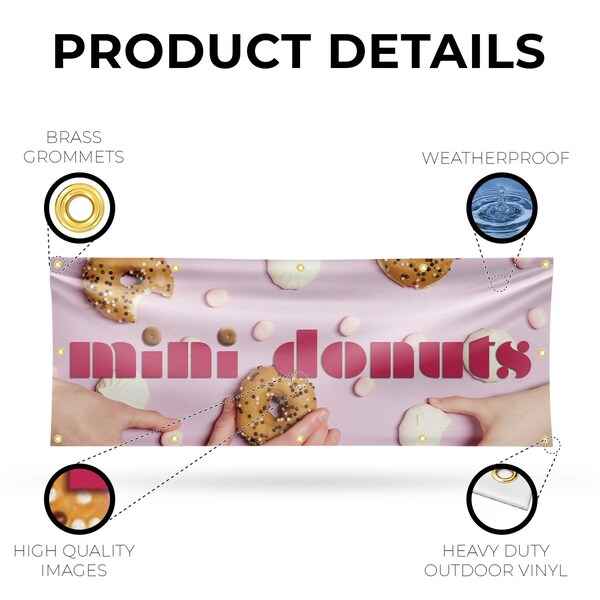 Signmission Mini Donuts, 48 Inch x 120 Inch, Vinyl Banner - B-120-30740
