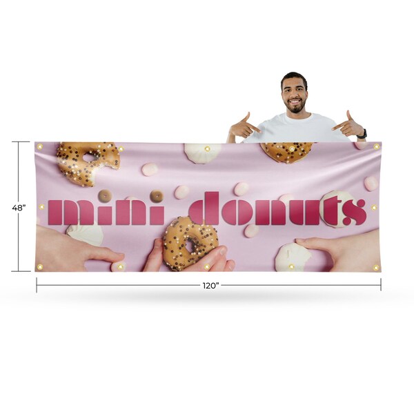 Signmission Mini Donuts, 48 Inch x 120 Inch, Vinyl Banner - B-120-30740