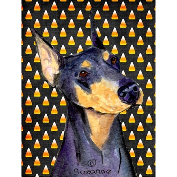 Patioplus Doberman Candy Corn Halloween Portrait Flag - Garden Size; 11 x 15 in. - PA251864