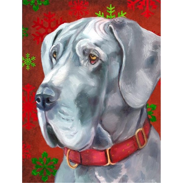 Patioplus Great Dane Red Snowflakes Holiday Christmas Flag Garden Size - PA252259