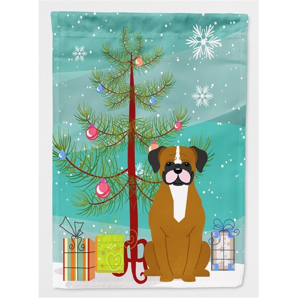Patioplus Merry Christmas Tree Flashy Fawn Boxer Flag Canvas House Size - PA2550179
