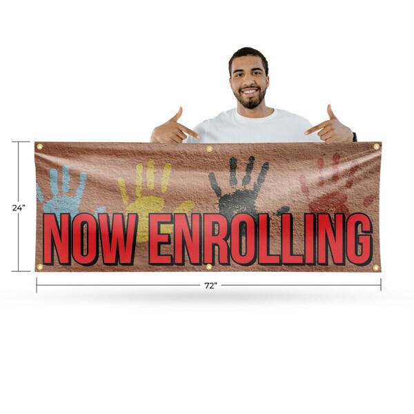 Signmission Now Enrolling, 24 Inch x 72 Inch, Vinyl Banner - B-72-30760